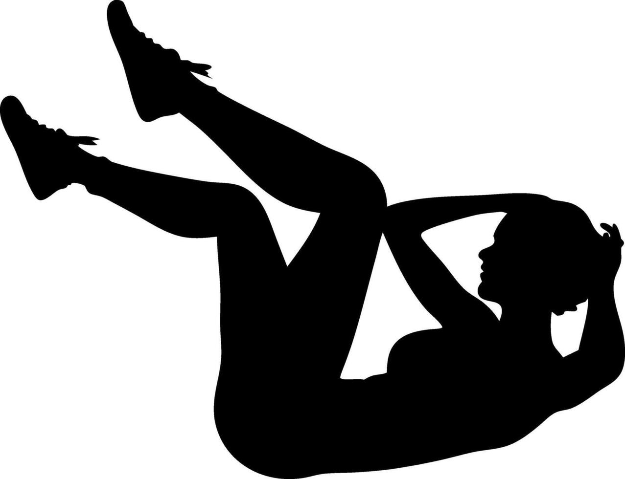 Silhouette Of Fit Woman Exercising Abs Crunches With Raised Legs Health And Wellness Fitness Routine For Core Strength Training vector