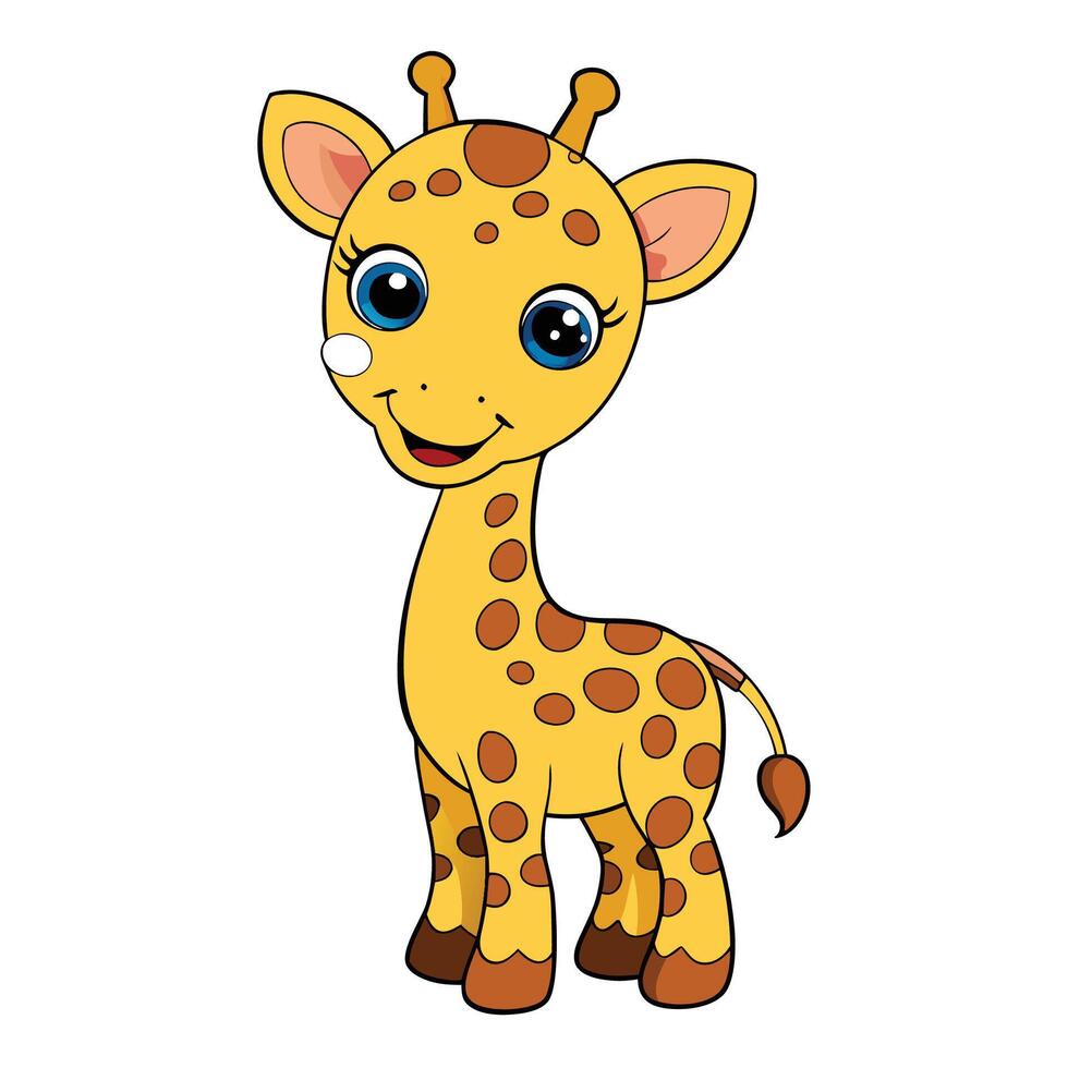 Green Eyed Giraffe in a Simple Cartoon Design vector