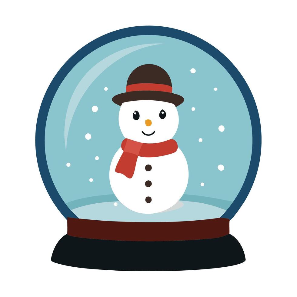 Christmas Snow Globe with Flat Design Style vector