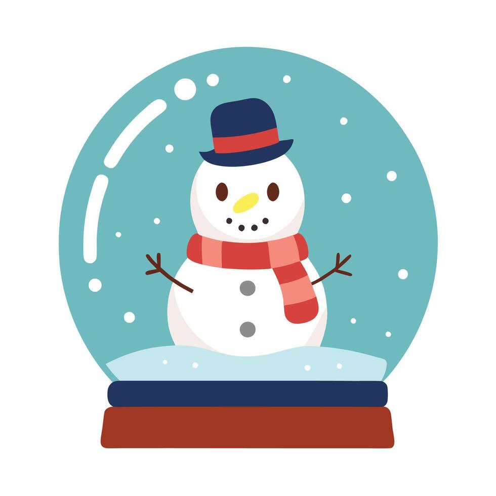 Flat Christmas Snow Globe Art vector
