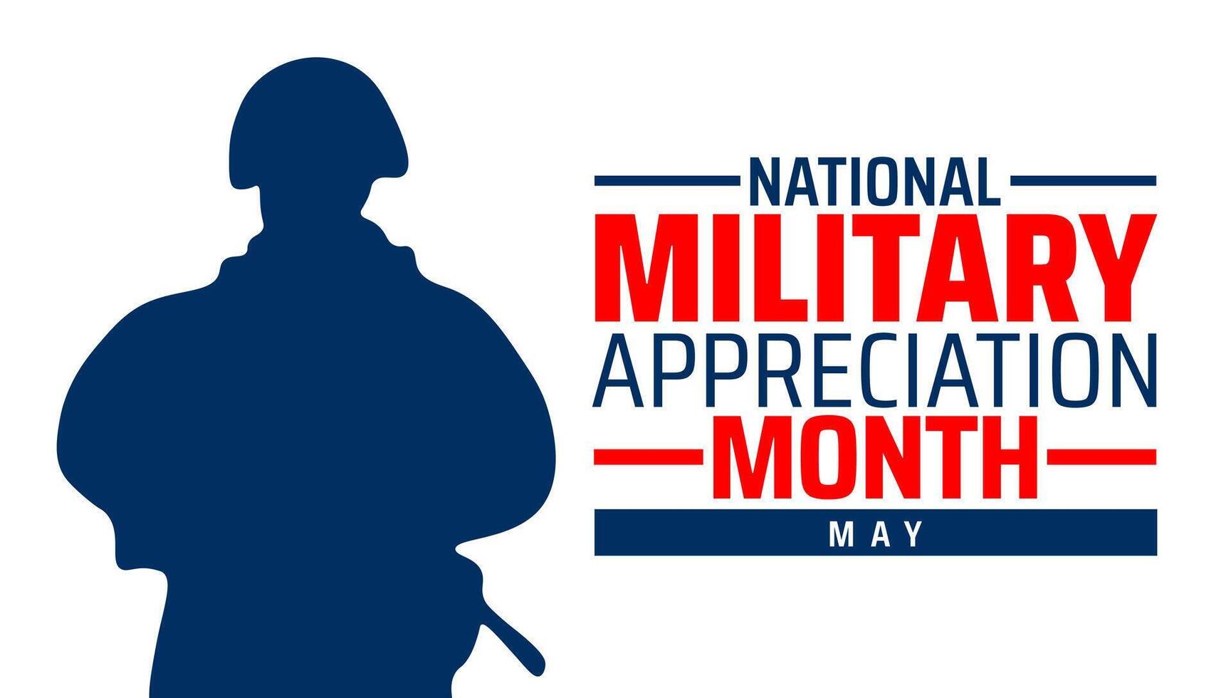 National Military Appreciation Month background banner or poster design template. observed every year in May. Holiday concept. Use to any Template, card, poster, placard, template. vector