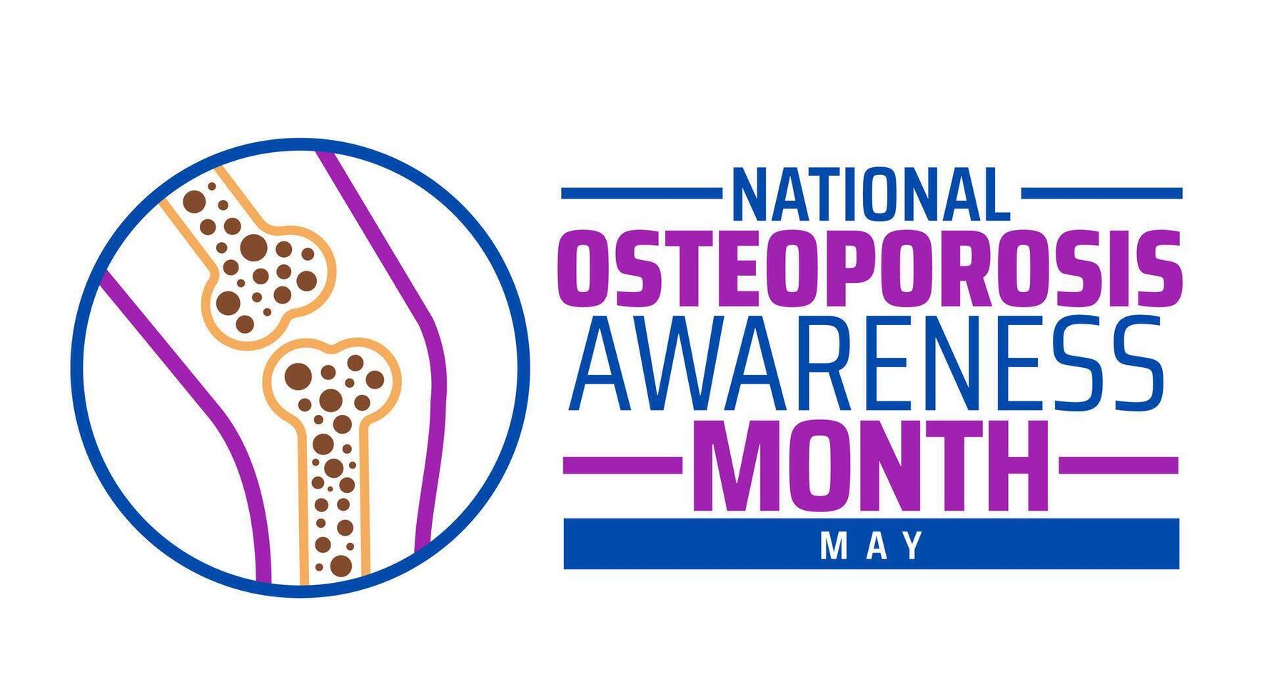 National Osteoporosis Awareness Month background banner or poster design template. observed every year in May. Holiday concept. Use to any Template, card, poster, placard, template. vector