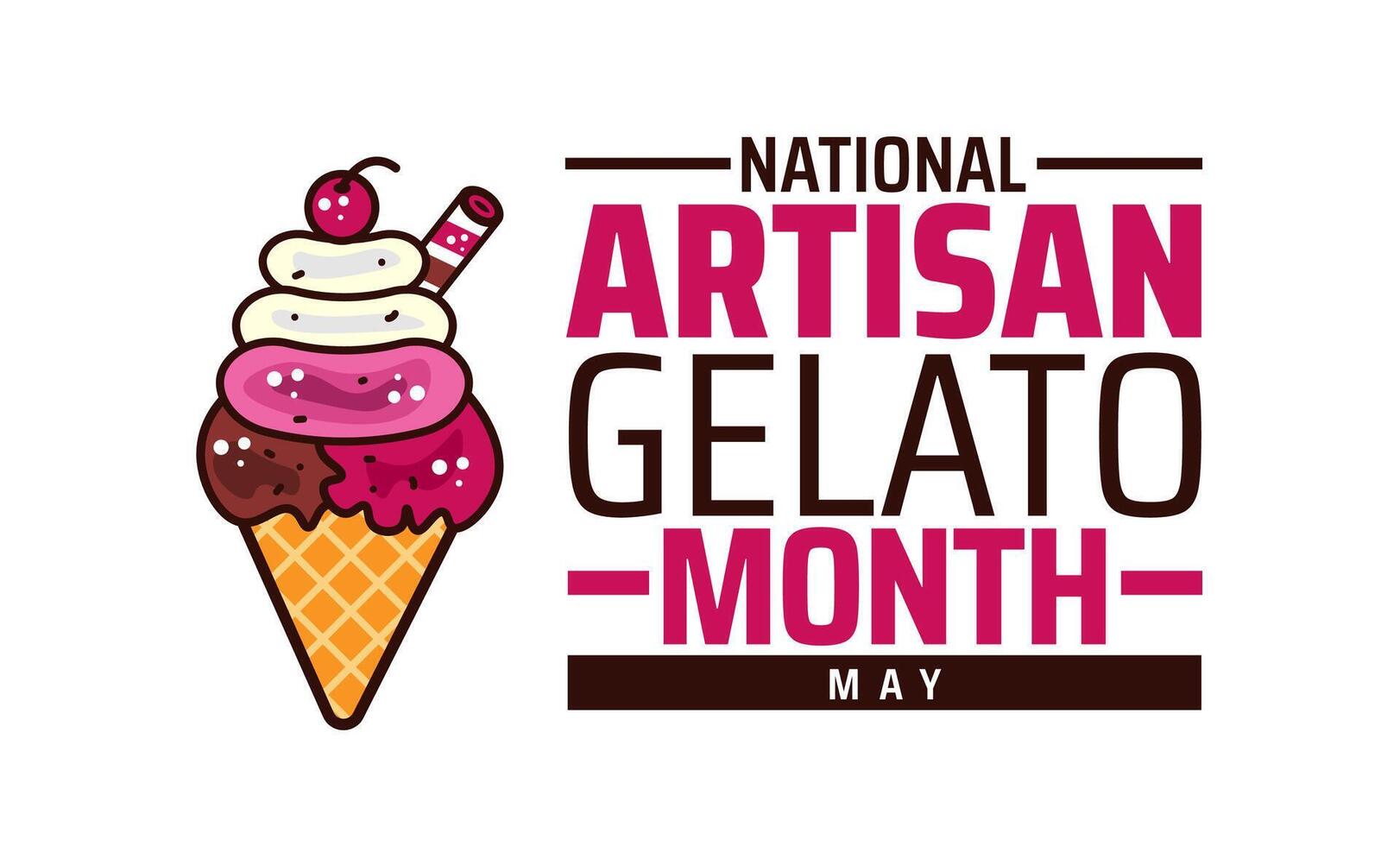 National Artisan Gelato Month background banner or poster design template. observed every year in May. Holiday concept. Use to any Template, card, poster, placard, template. vector
