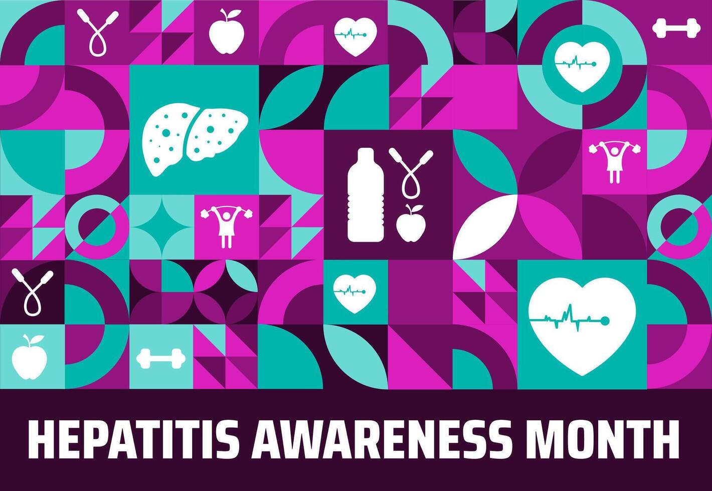 Hepatitis Awareness Month Geometric shape pattern background banner or poster design template. vector