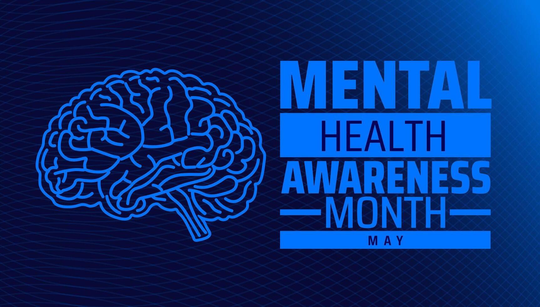 Mental Health Awareness Month background banner or poster design template. observed every year in May. Holiday concept. Use to any Template, card, poster, placard, template. vector