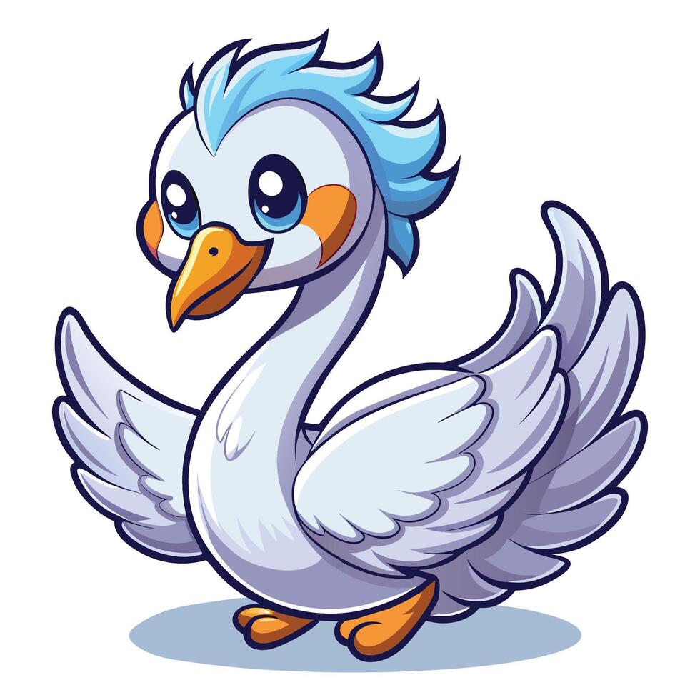 Cute cartoon swan isolated on white background vector