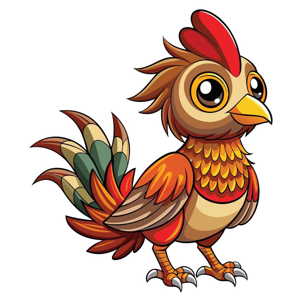 Cute cartoon pheasant flat design on white background vector