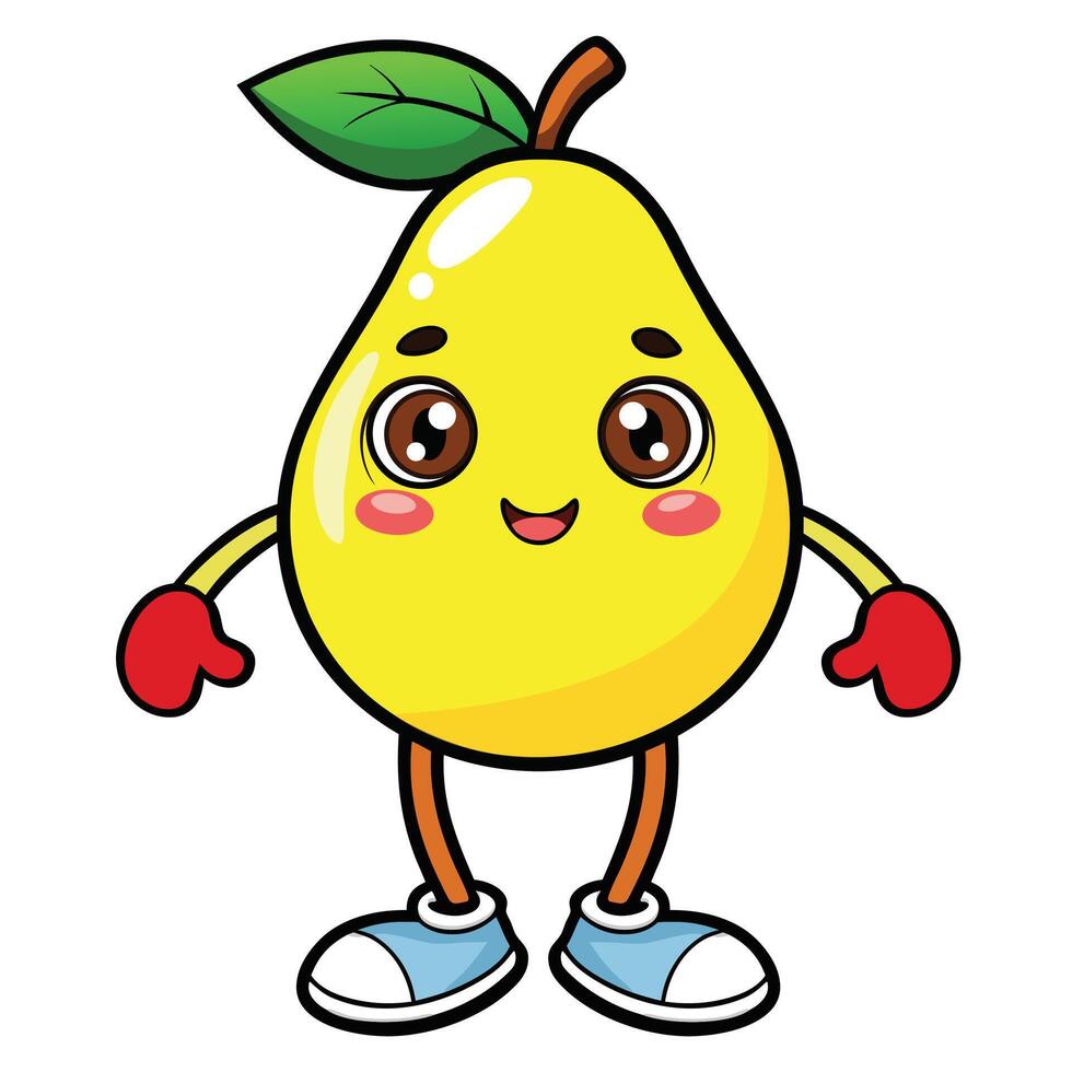 Cute cartoon pear isolated on white background vector