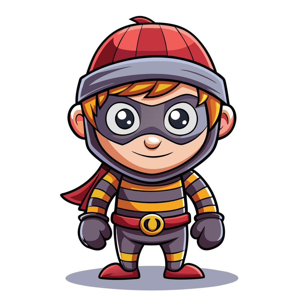 Cute cartoon thief on white background vector