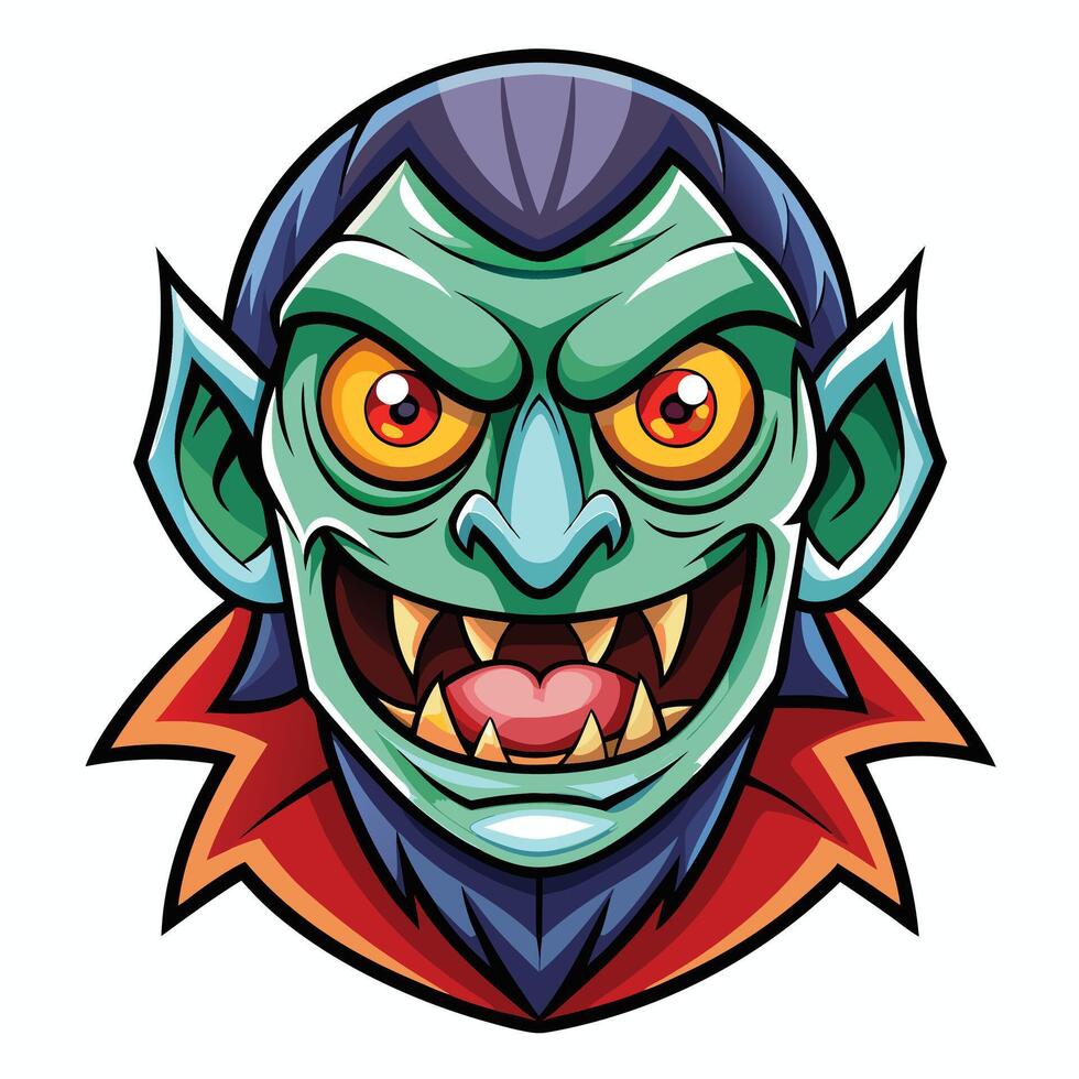 Halloween Green Vampire flat design on white background vector