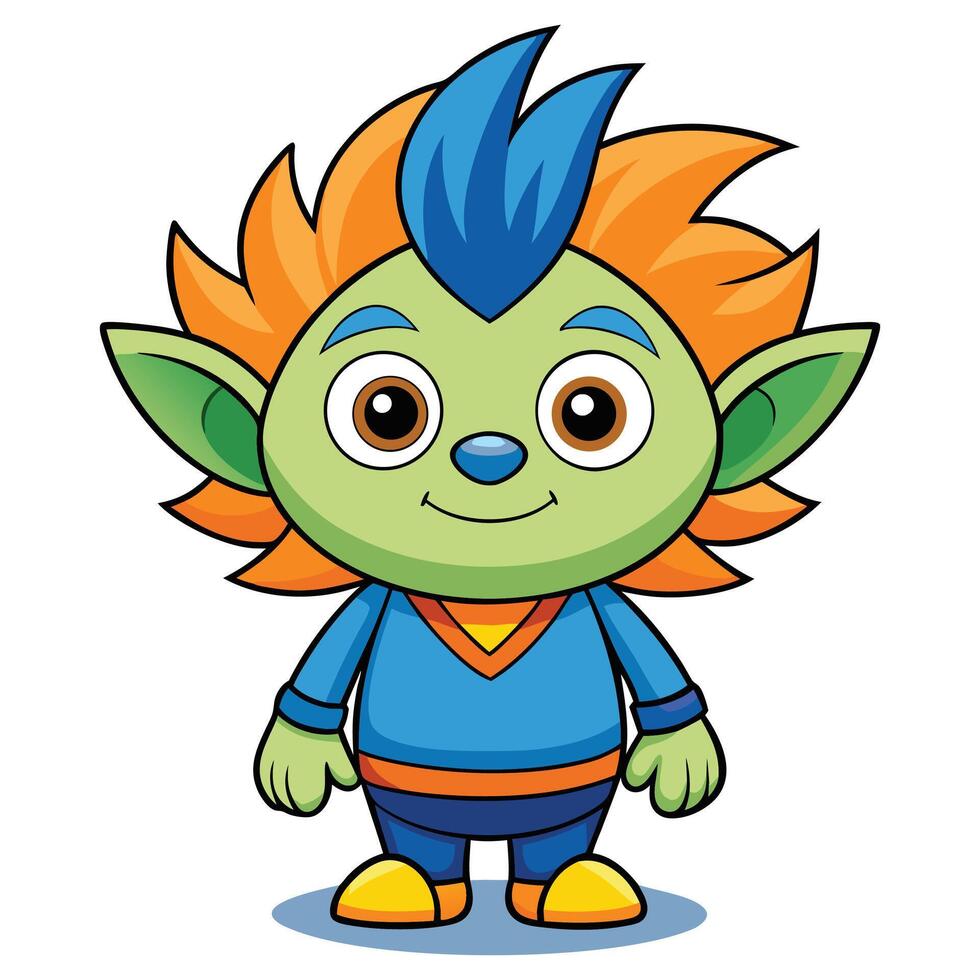 Cute cartoon green dwarf flat design isolated on white background vector