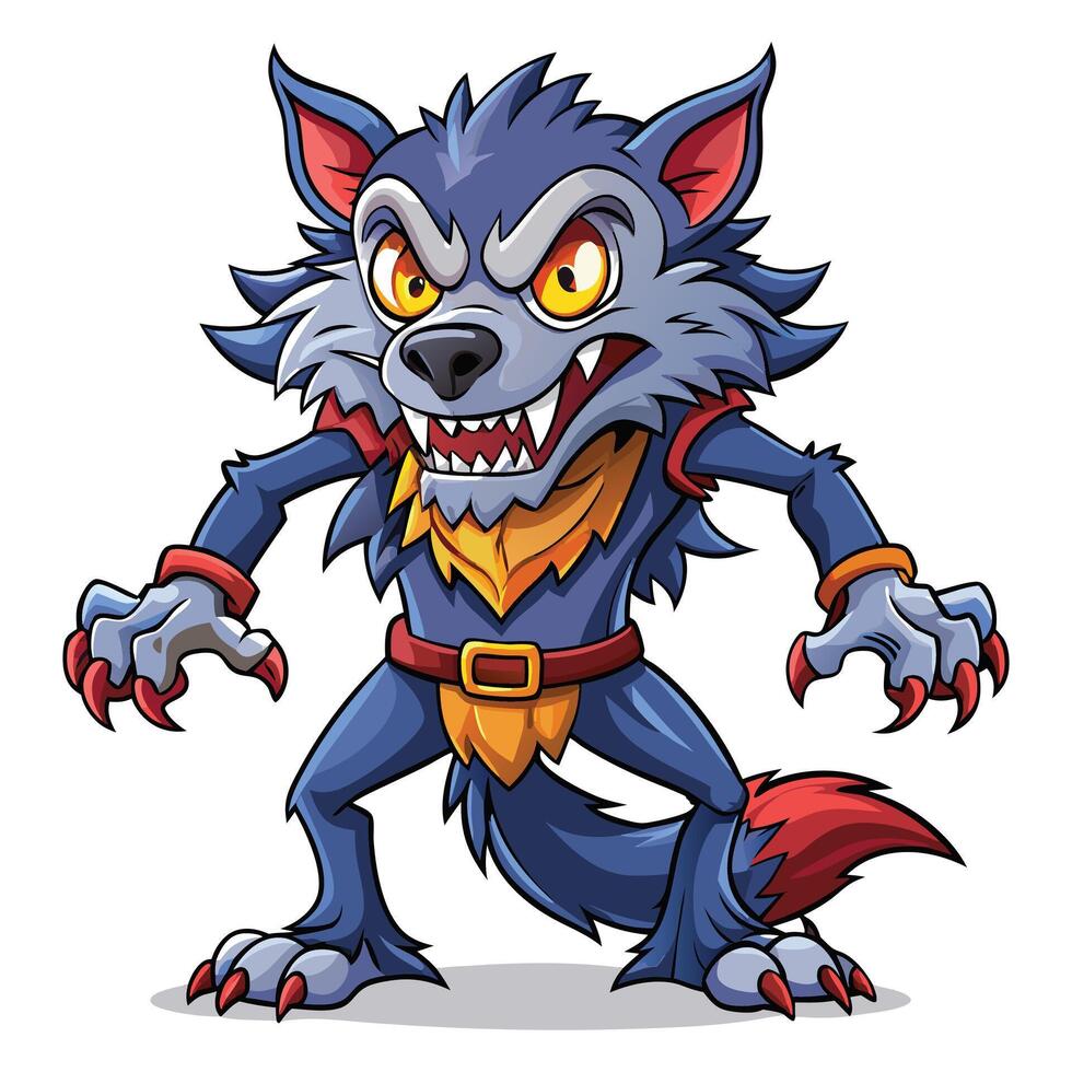 Clipart halloween werewolves on white background vector
