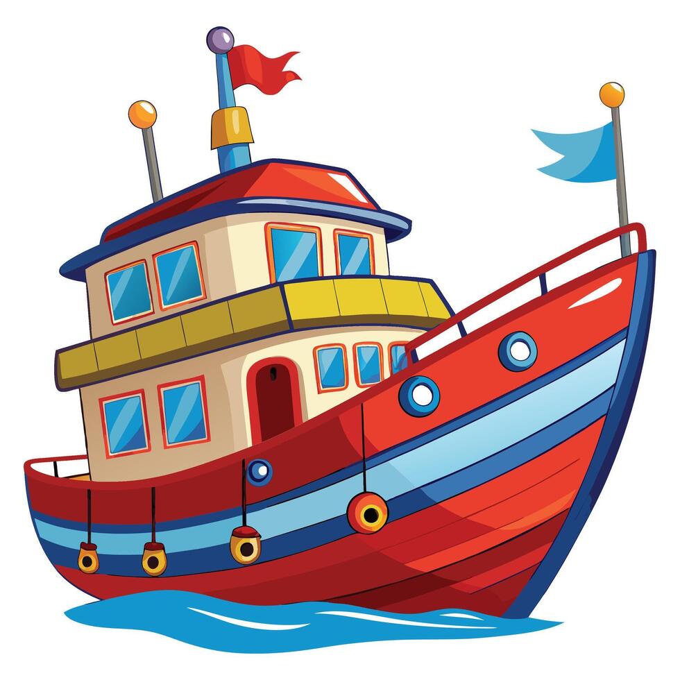 Flat design of boat clipart isolated on white background vector