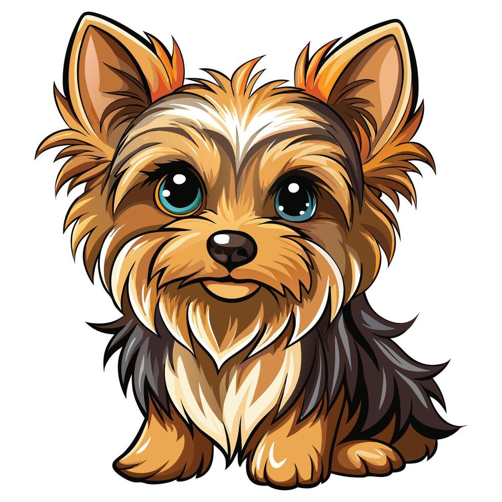 Cute yorkshire terrier dog clipart isolated on white background vector