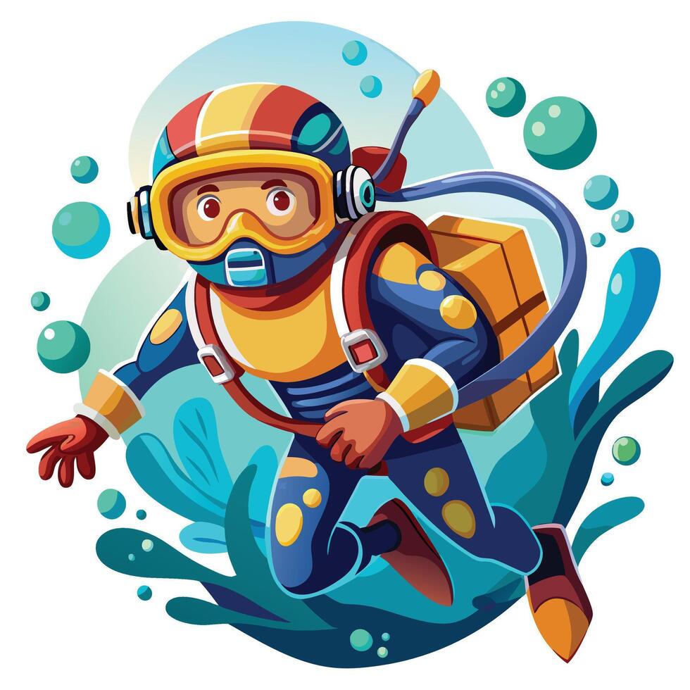 Clipart diver on white background vector