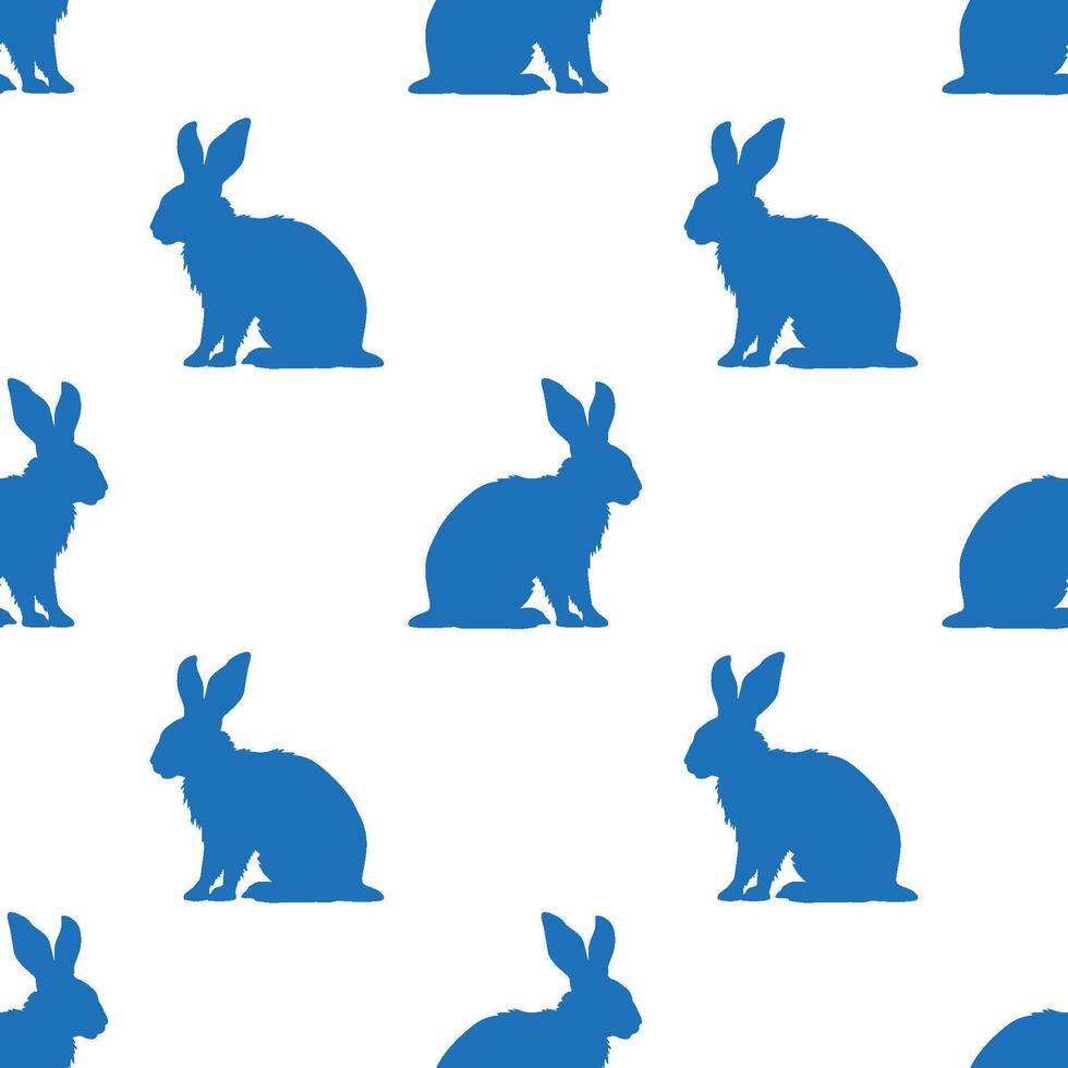 Seamless pattern featuring blue rabbits on white background, ideal for various design projects and textile applications vector