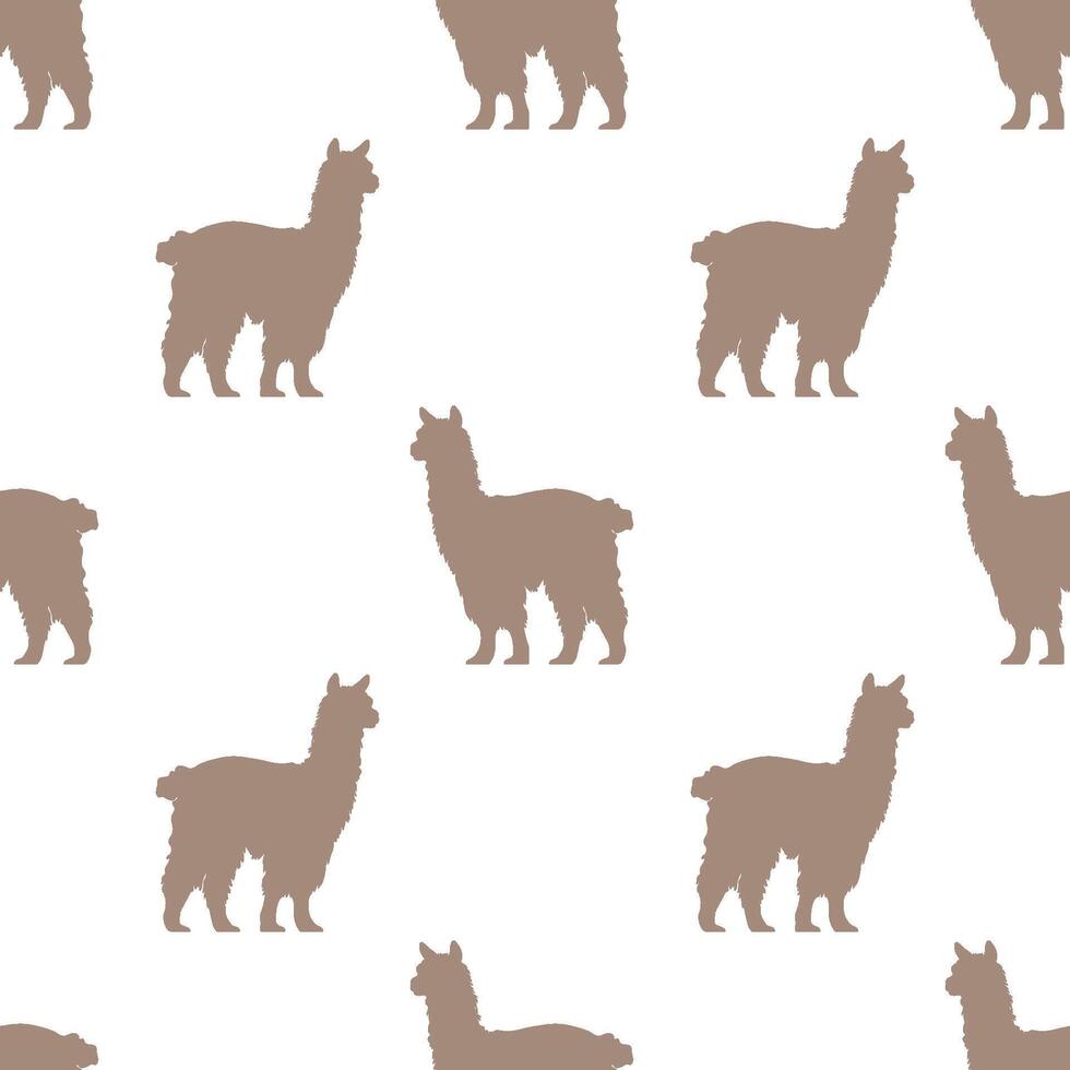 Seamless pattern featuring silhouettes of llamas in a simple design with a neutral color palette. Animal silhouette illustration. vector
