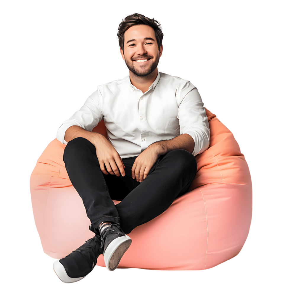 Man sitting in bean bag png