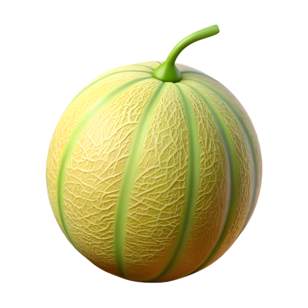 A vibrant cantaloupe, radiating freshness and visual appeal, set against a clean background, perfect for food-related themes. png