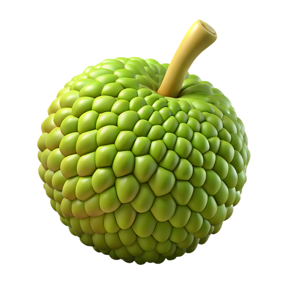 A close up shot of a ripe breadfruit, showcasing its unique textured skin and vibrant colors, representing the tropics. png