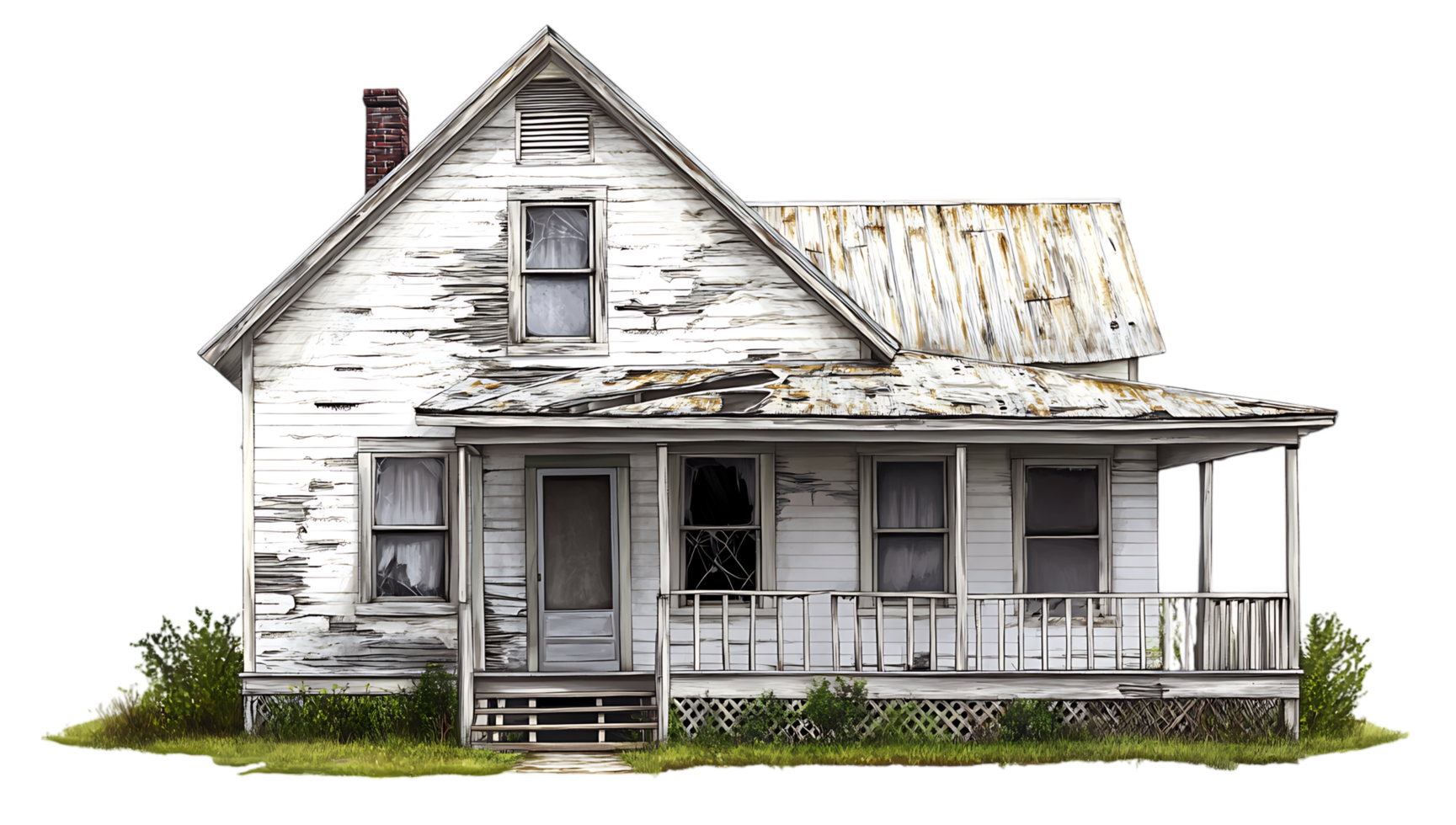A weathered white house png