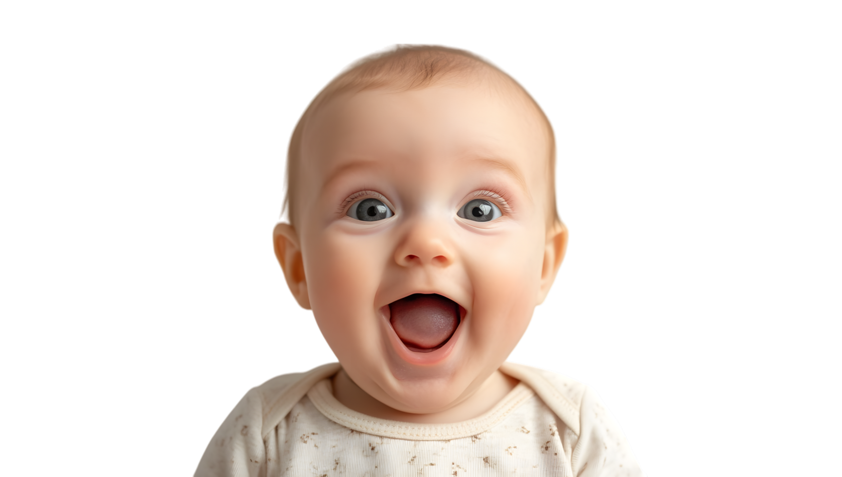 A baby is making a funny face with its mouth open png