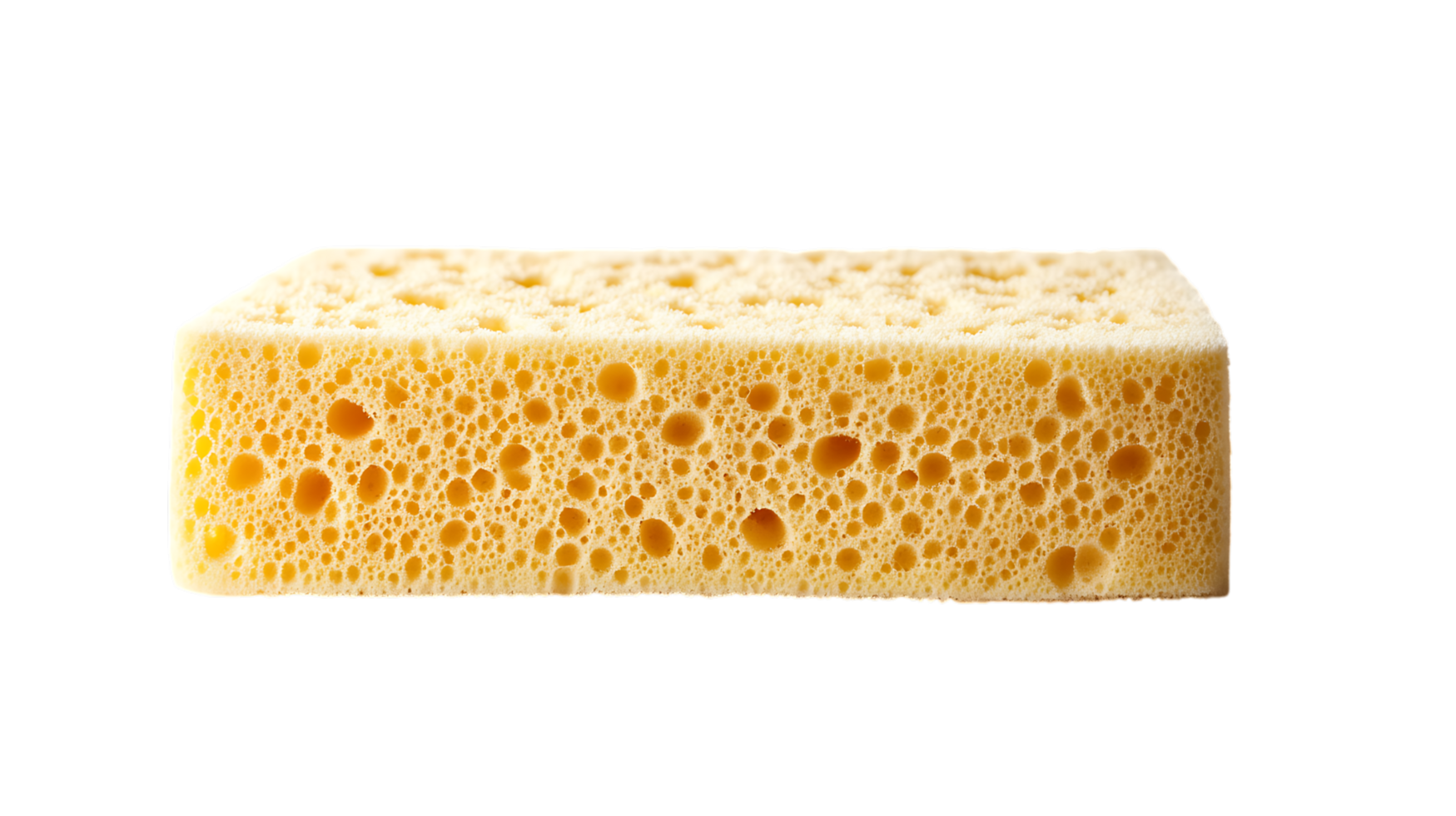 Close up of a yellow cellulose sponge. png