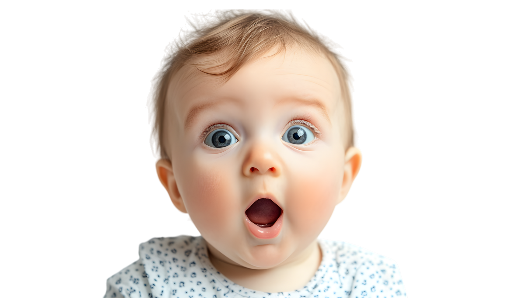 A baby is looking surprised with its mouth open png