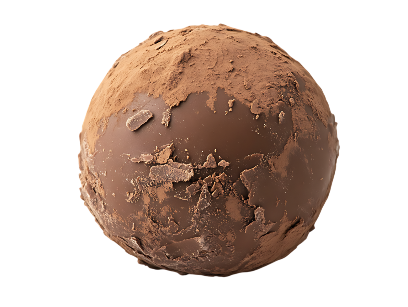 Close up of a single chocolate truffle. png