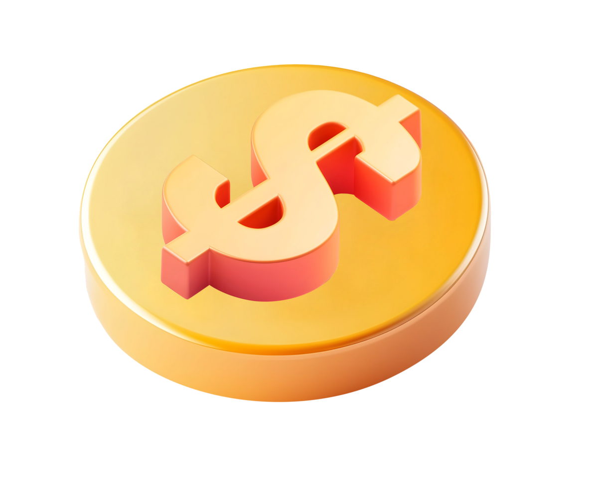 A dollar sign on a gold coin png