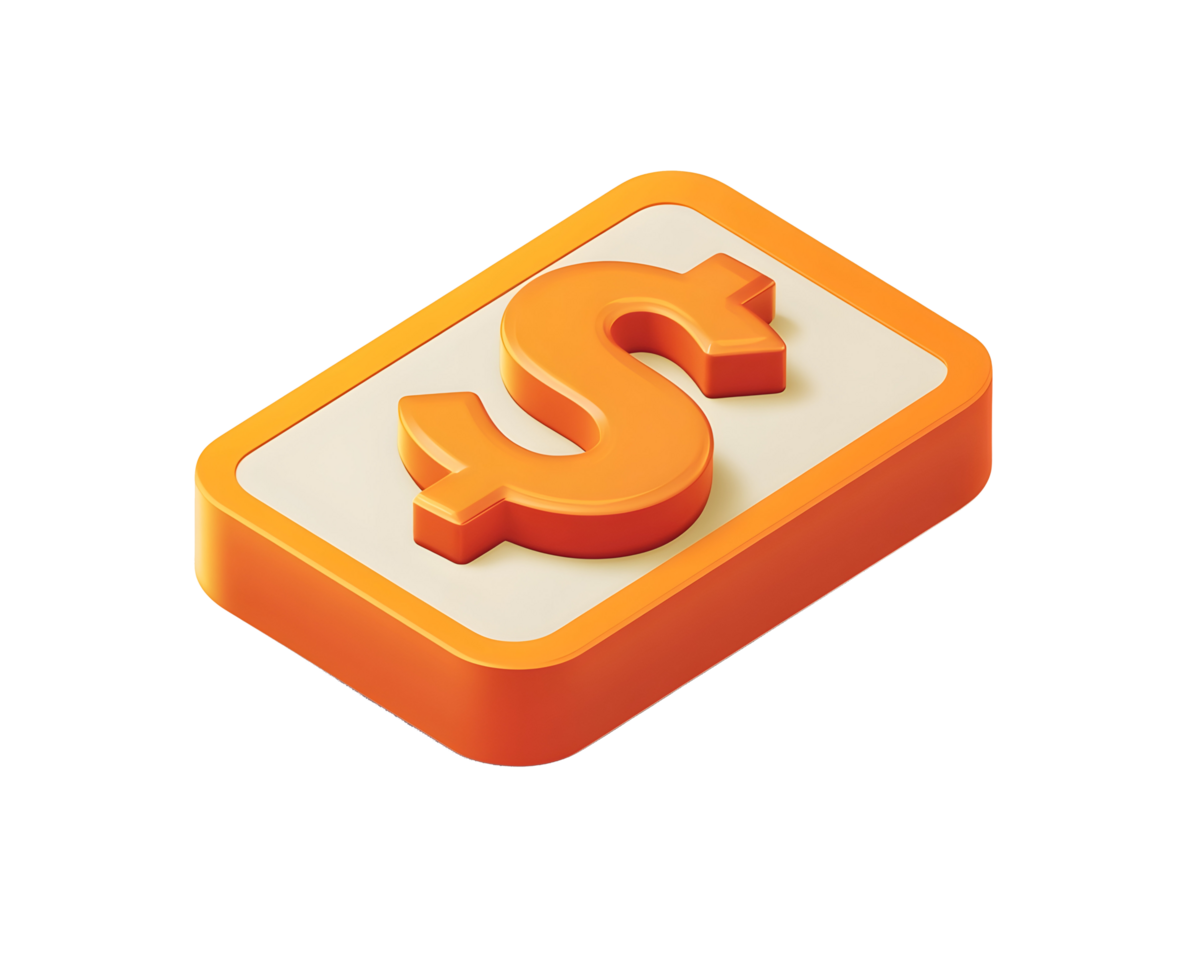An orange brick with a dollar sign on it png