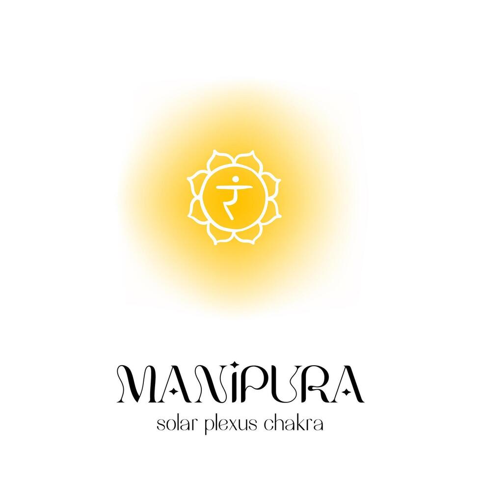 Glowing manipura symbol with solar plexus chakra on white background vector