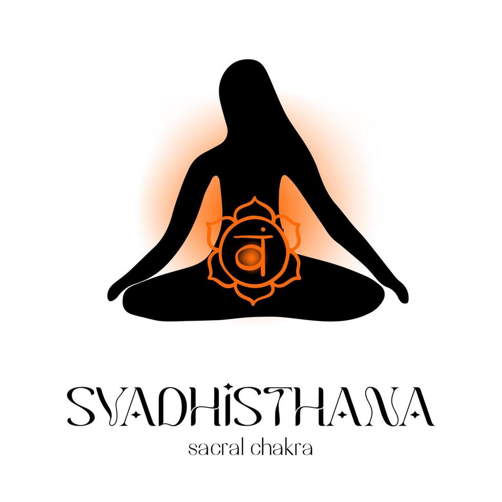 Orange sacral chakra symbol syadhisthana meditation with sacral chakra energy vector