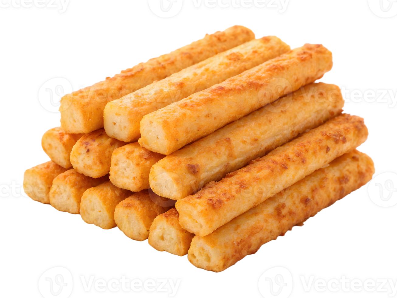 Stack of Golden Fried Mozzarella Sticks, Isolated on Transparent Background png