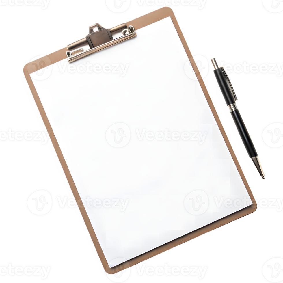 Blank Clipboard with Paper and Pen on Transparent Background png