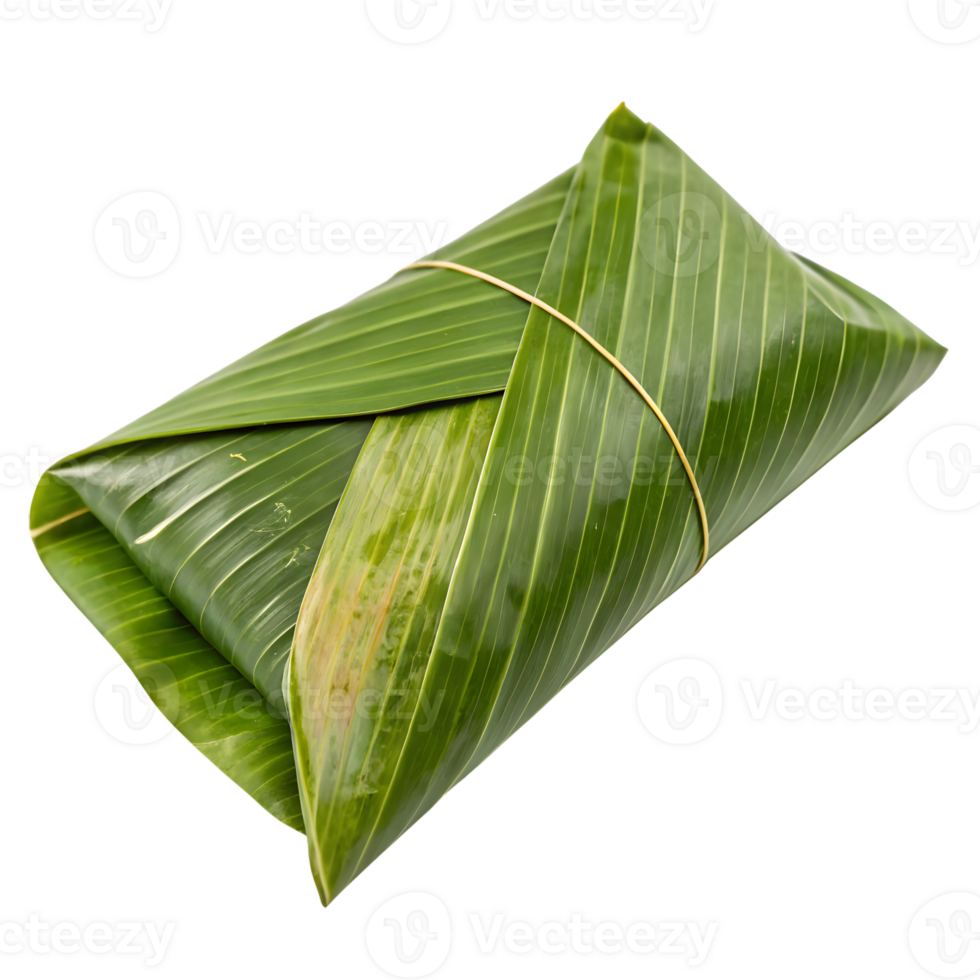 Food Wrapped in Banana Leaves Tied with String Isolated on Transparent Background png