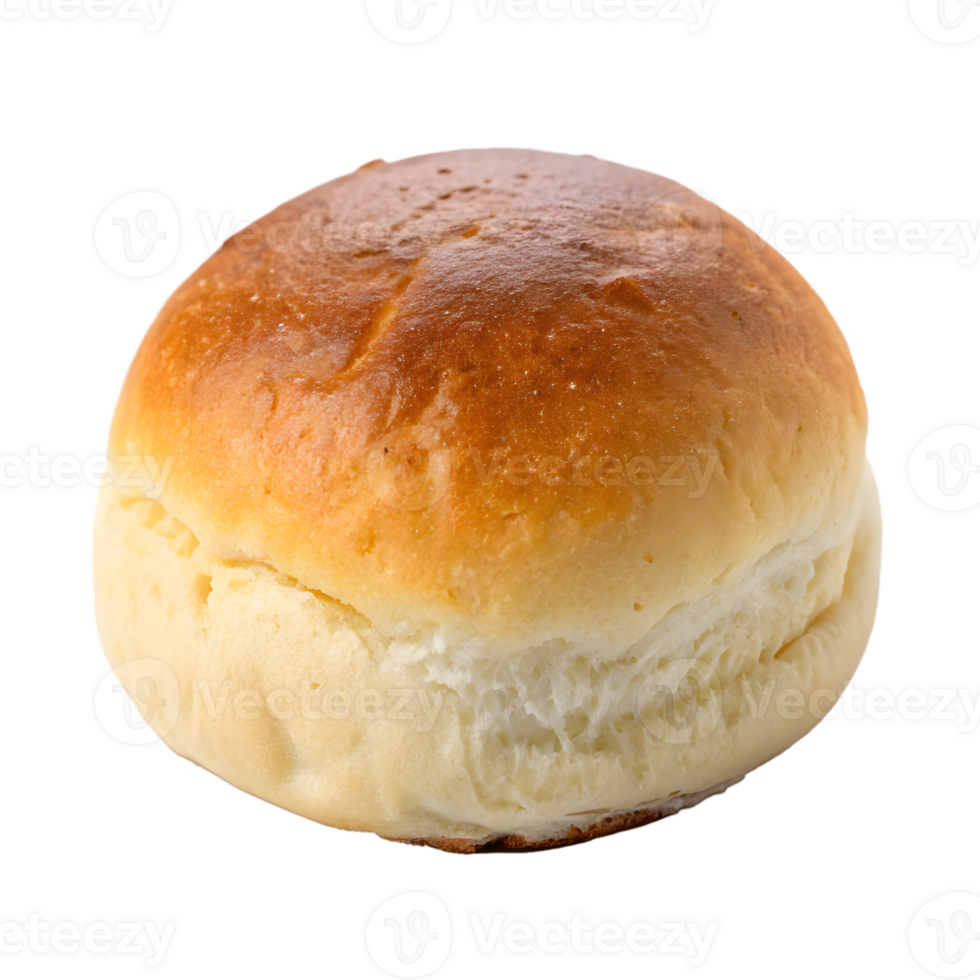 Golden Round Brioche Bun on Transparent Background png