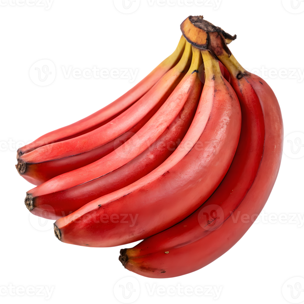 Cluster of Vibrant Red Bananas on Transparent Background png