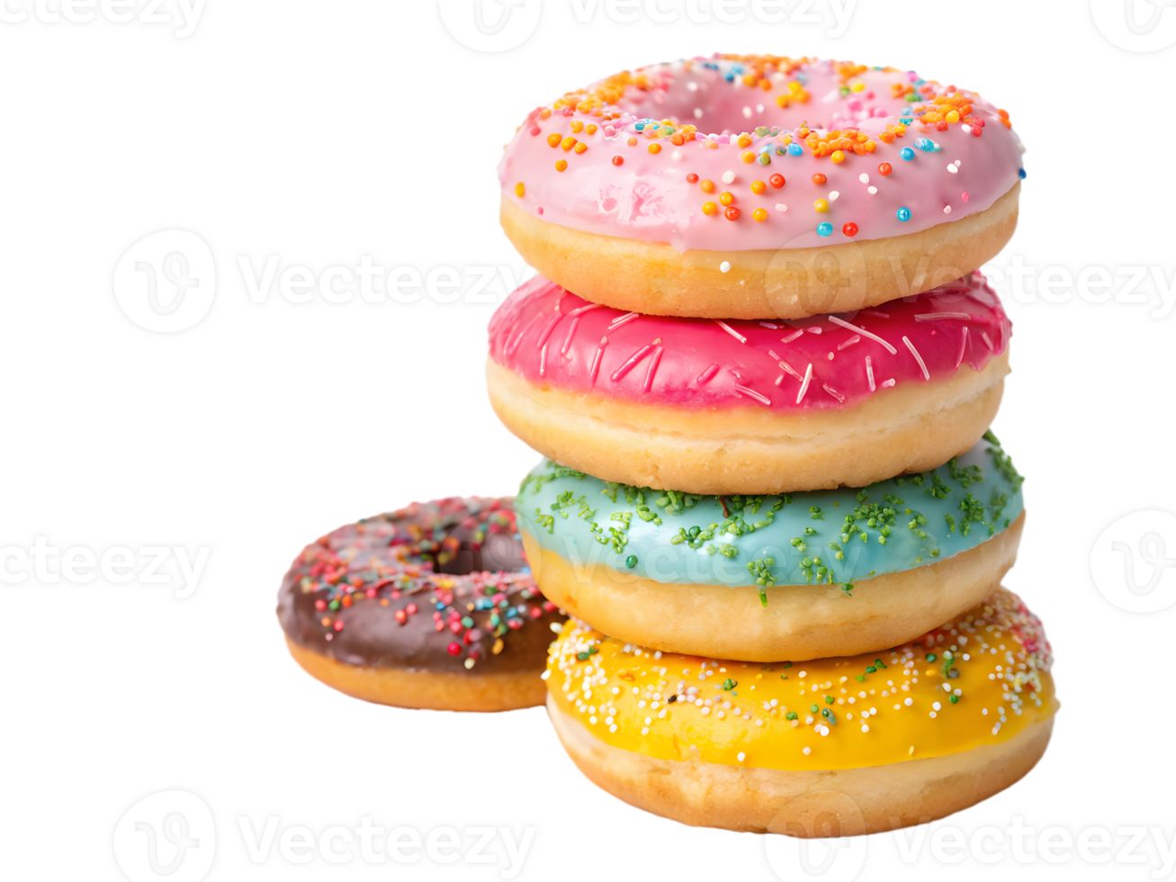 Stack of Colorful Glazed Donuts, Isolated on Transparent Background png