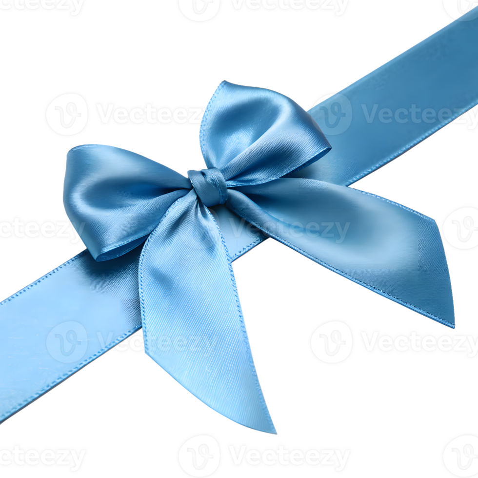 Shiny Light Blue Satin Ribbon Tied in a Bow on Transparent Background png