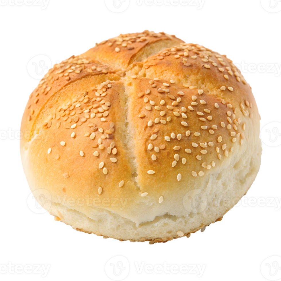 Sesame Seed Kaiser Roll on Transparent Background png