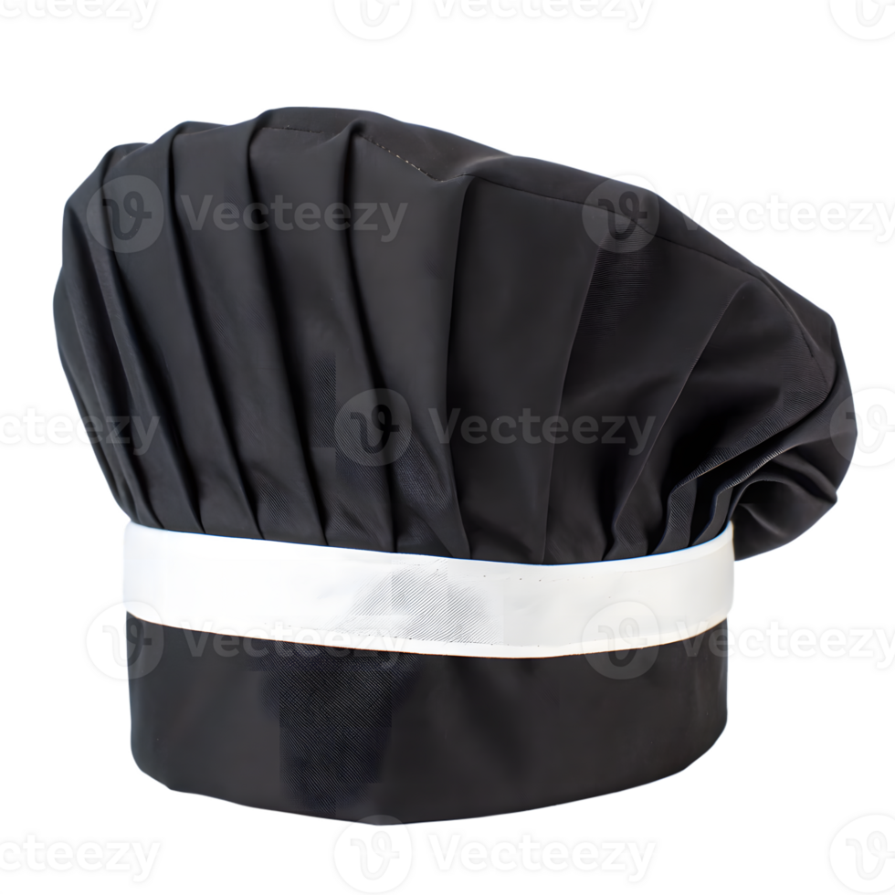 Classic Black Chef's Hat with White Band on Transparent Background png