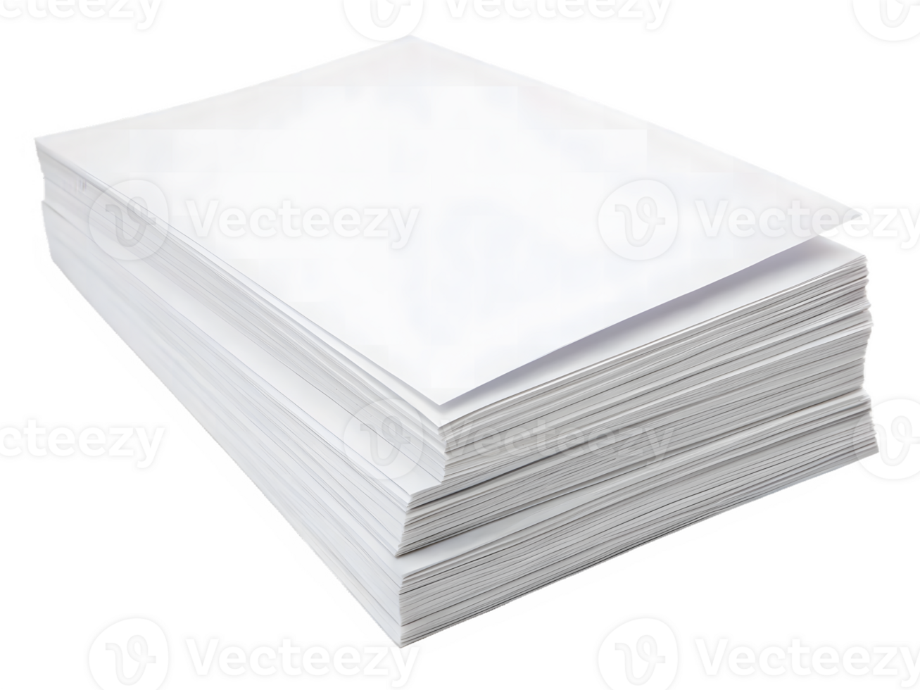 Stack of Blank White Paper Sheets, Isolated on Transparent Background png