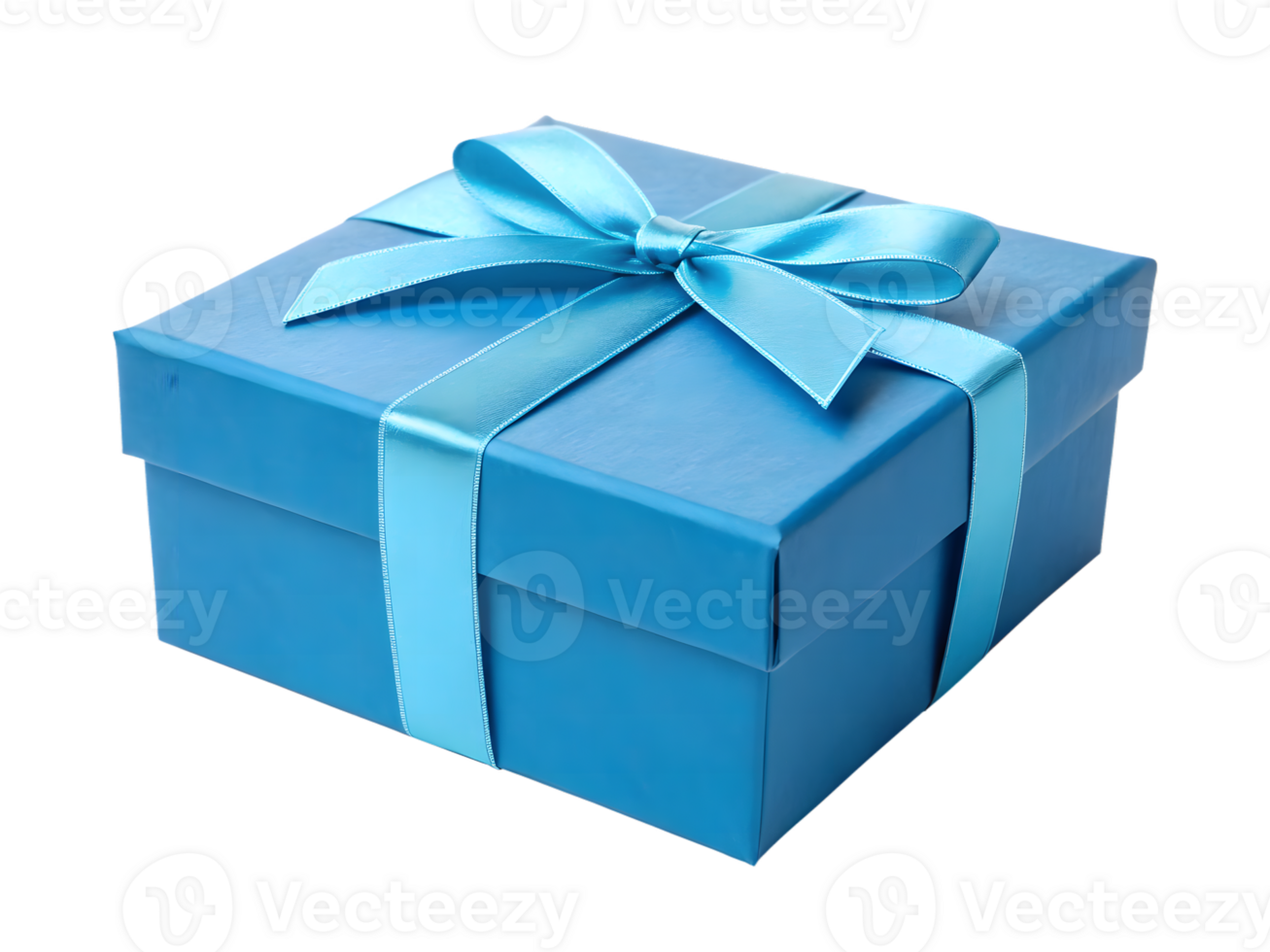 Vibrant Blue Gift Box with Satin Bow on Transparent Background png