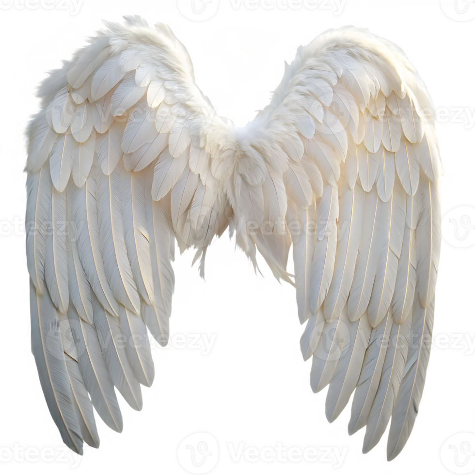Pair of Realistic White Angel Wings Isolated on Transparent Background png