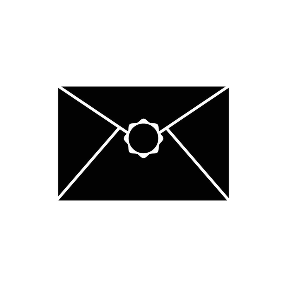 Mail Envelope with Wax Seal Silhouette. Black and White Icon Design Elements on Isolated White Background vector