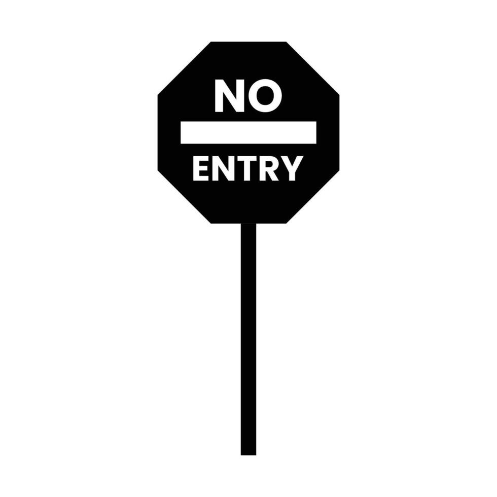 No Entry Traffic Sign Silhouette. Black and White Icon Design Elements on Isolated White Background vector
