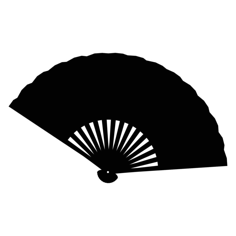 Folding Hand Fan Silhouette. Black and White Icon Design Elements on Isolated White Background vector