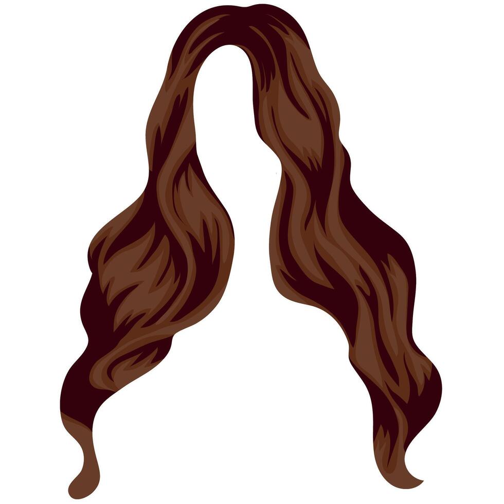 template of styled female hair in brown color without bangs, for female characters vector