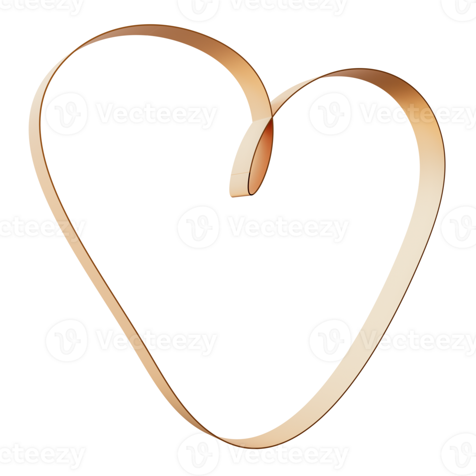 Golden heart, designed in sleek and modern style. Metallic finish gives three-dimensional effect, ideal for various creative projects png